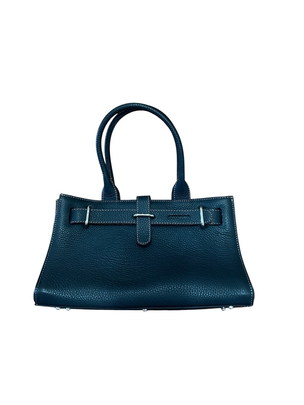 Rossi & Caruso Argentina Pebbled Leather Satchel Tote Bag |Deep Ocean Blue-Green